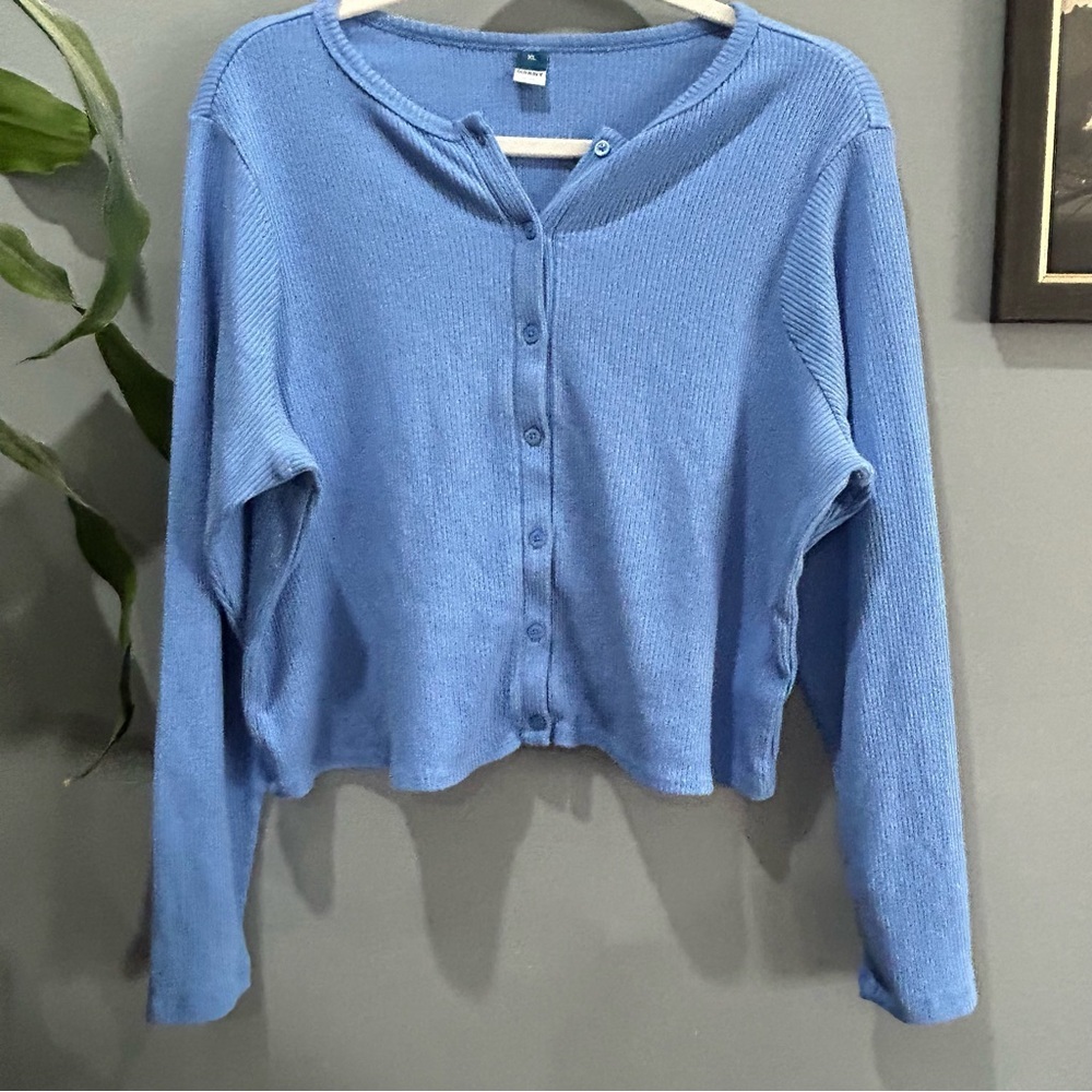 Old Navy Sky Blue Ribbed Button-Up Cardigan sz XL
